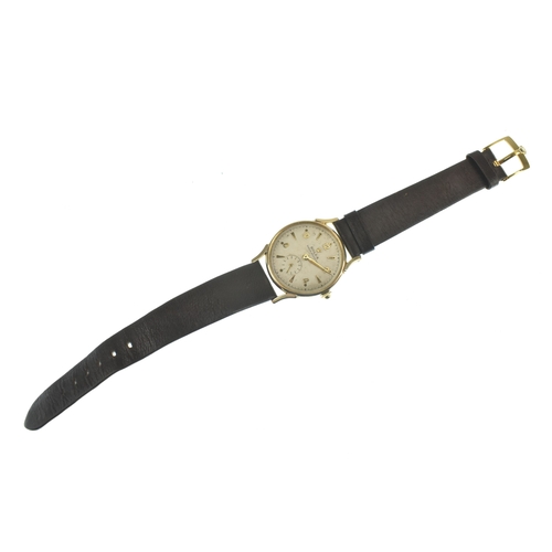 38 - A Rolex 9ct gold, gents, manual wind wristwatch, circa 1950s, the circular dial having baton and Ara... 