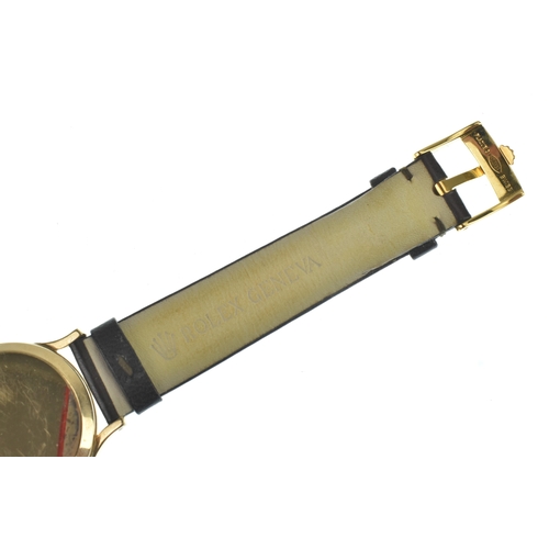 38 - A Rolex 9ct gold, gents, manual wind wristwatch, circa 1950s, the circular dial having baton and Ara... 