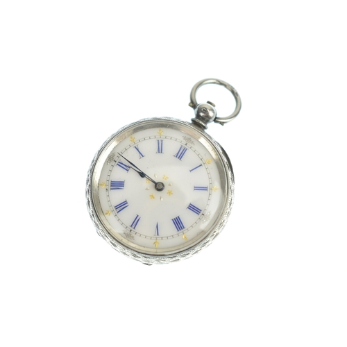 4 - Two late 19th/early 20th century silver open face pocket watches, a fob watch and an Albertina pocke... 