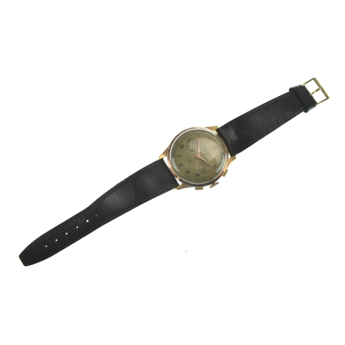 45 - A Chronographe Suisse, 18ct gold, gents, manual wind chronograph wristwatch, circa 1940/50s, the dia... 