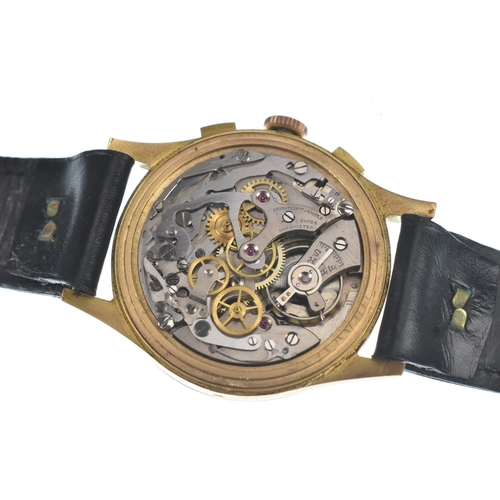 45 - A Chronographe Suisse, 18ct gold, gents, manual wind chronograph wristwatch, circa 1940/50s, the dia... 