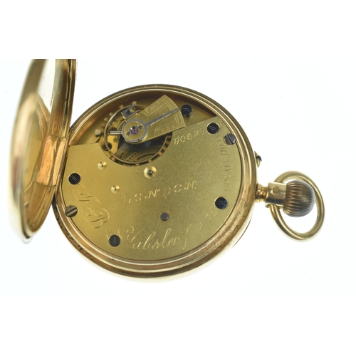 50 - An early 20th century 18ct gold open face pocket watch the white enamel dial signed 'J.B Yabsley Lon... 