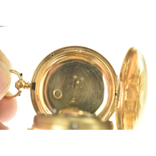 53 - A 19th century 18ct gold full hunter pocket watch, the white enamel dial signed 'Cooke & Kelvey, Cal... 