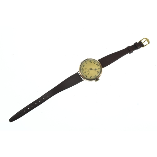 56 - An early 20th century 9ct gold, gents, manual wind, trench style wristwatch, hallmarked Edinburgh 19... 