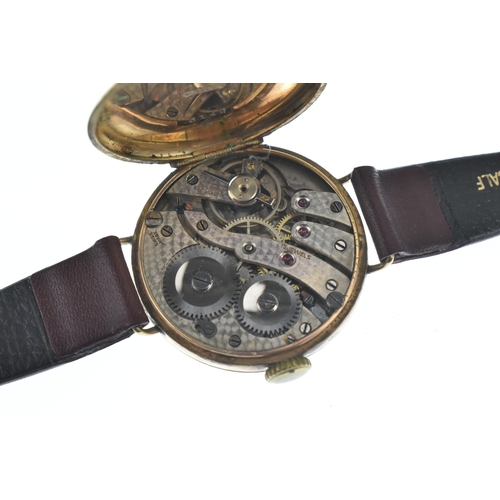56 - An early 20th century 9ct gold, gents, manual wind, trench style wristwatch, hallmarked Edinburgh 19... 