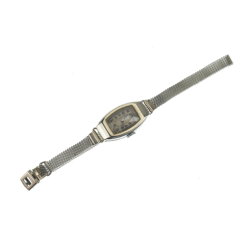 57 - An early 20th century Vertex ladies 9ct white gold manual wind wristwatch, the rectangular dial havi... 