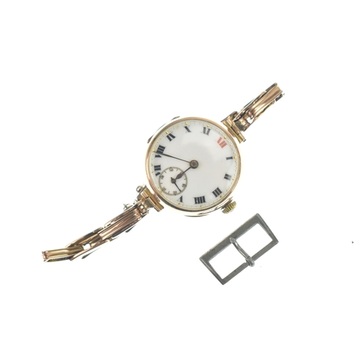 58 - An early 20th century Rolex 9ct gold ladies manual wind wristwatch together with a loose Rolex buckl... 