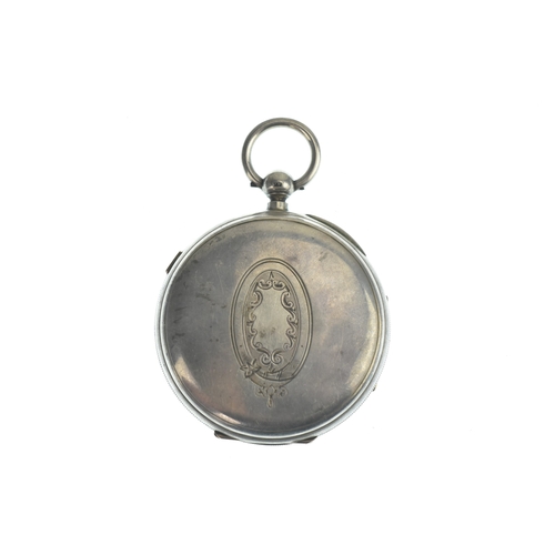 6 - A late Victorian Thomas Russell & Son silver open face chronograph stop/start pocket watch, the whit... 