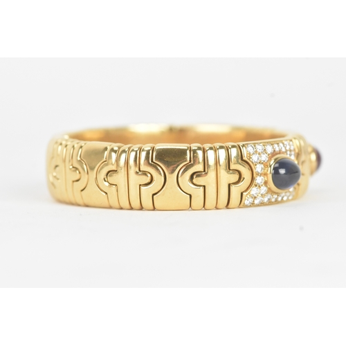 1 - A Bulgari ‘Parentesi’ 18ct gold, diamond, ruby and sapphire bracelet, of articulated geometric desig... 