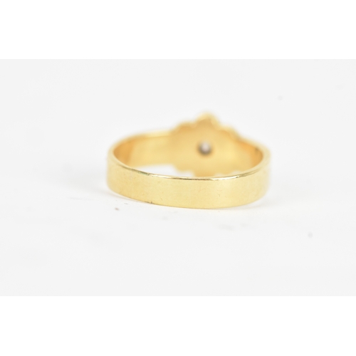 10 - A late Victorian diamond and seed pearl 18ct gold ring, the old cut diamond in a six claw setting me... 