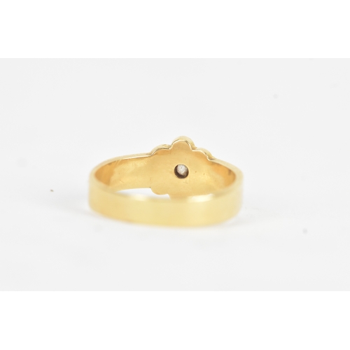 10 - A late Victorian diamond and seed pearl 18ct gold ring, the old cut diamond in a six claw setting me... 