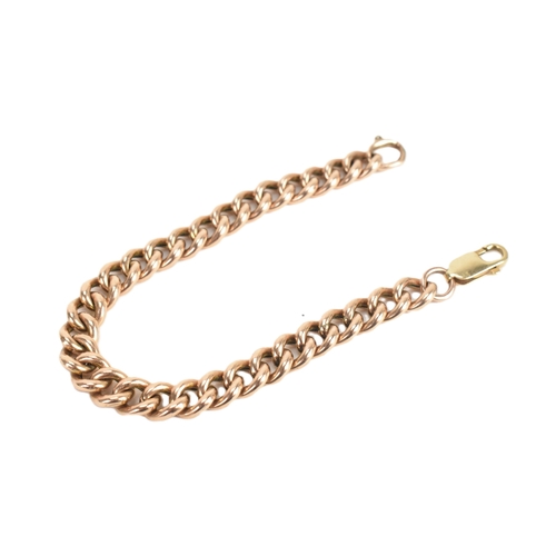 13 - A 9ct gold curb link chain bracelet, with a lobster claw clasp, stamped 9K, 20cm, 12.6 grams 
If the... 