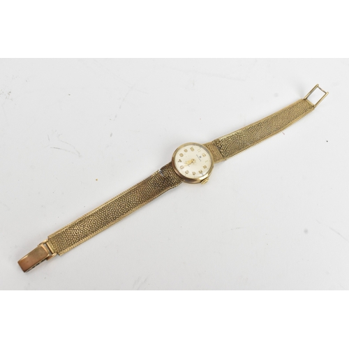 18 - A Rolex 9ct gold ladies manual wind wristwatch, the dial having Arabic numerals with gilt hands, Rol... 