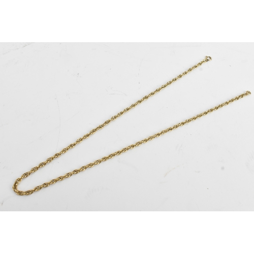 22 - A 9ct gold rope twist chain necklace, fitted with a bolt ring clasp, stamped 375, 41cm, 8.8 grams 
I... 
