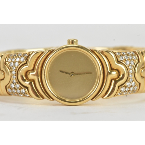 3 - A Bulgari ‘Parentesi’ 18ct gold and diamond lady’s wristwatch, the circular champagne dial with gilt... 