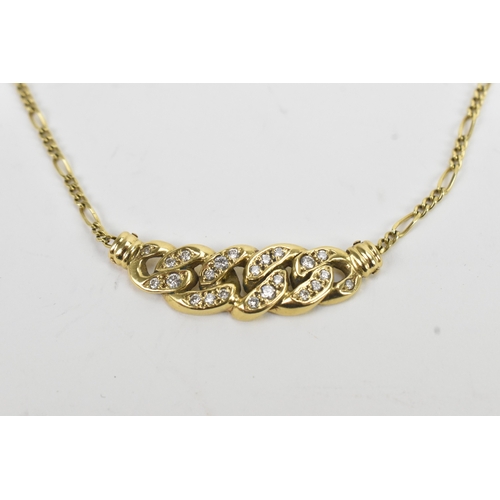 35 - A diamond Pave set 18ct yellow gold Cuban link style pendant, featuring 23 small brilliant cut diamo... 