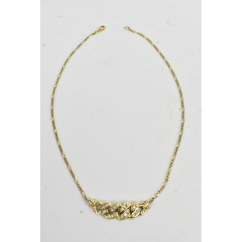 35 - A diamond Pave set 18ct yellow gold Cuban link style pendant, featuring 23 small brilliant cut diamo... 