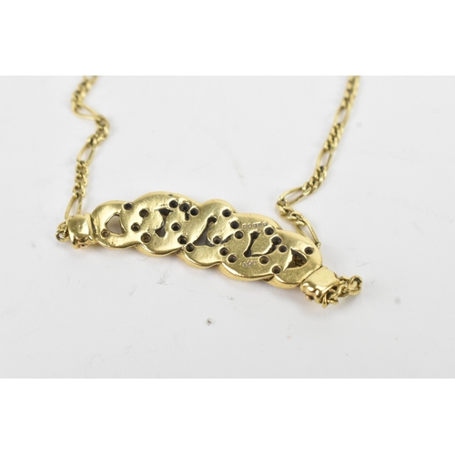35 - A diamond Pave set 18ct yellow gold Cuban link style pendant, featuring 23 small brilliant cut diamo... 
