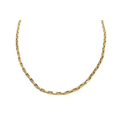 36 - A 9ct yellow gold box link chain necklace, with box link clasp, stamped 375, 71cm long, weight 13.8g... 