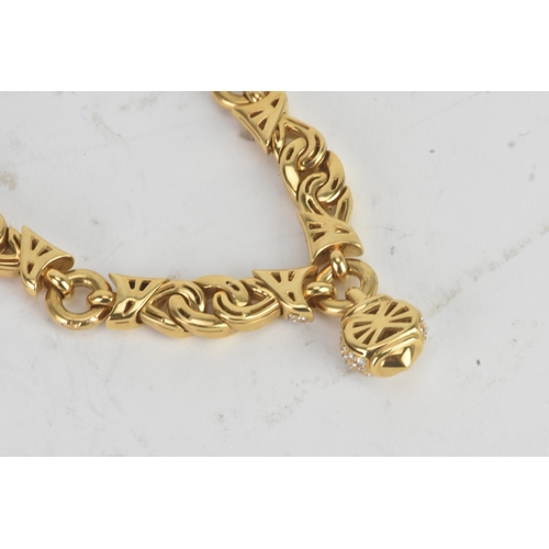 4 - A Bulgari ‘Doppio Cuore’ 18ct gold and diamond necklace, designed as a series of polished interwoven... 