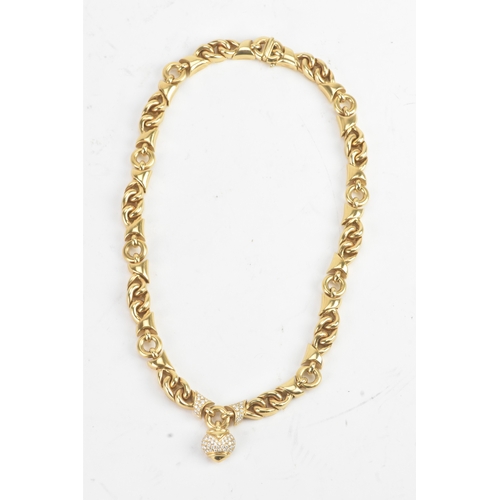 4 - A Bulgari ‘Doppio Cuore’ 18ct gold and diamond necklace, designed as a series of polished interwoven... 