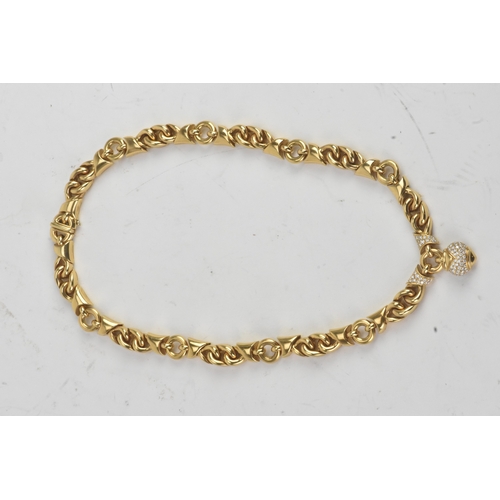 4 - A Bulgari ‘Doppio Cuore’ 18ct gold and diamond necklace, designed as a series of polished interwoven... 