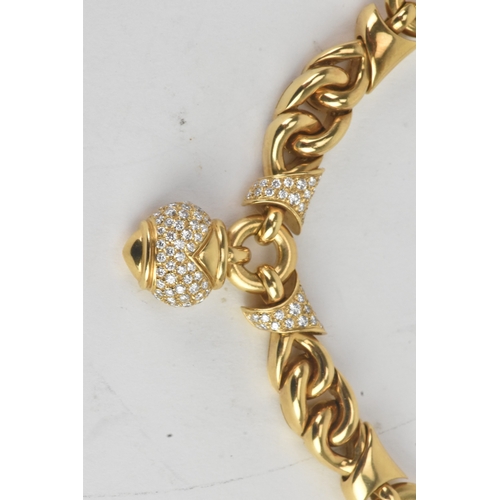 4 - A Bulgari ‘Doppio Cuore’ 18ct gold and diamond necklace, designed as a series of polished interwoven... 