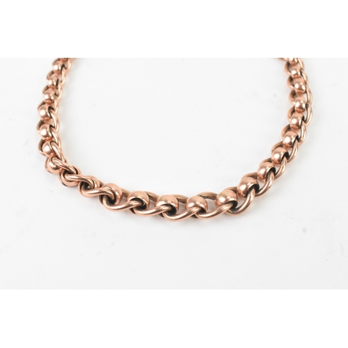 40 - A 9ct rose gold fancy link chain bracelet with graduated links, and a bulldog clasp, stamped 375, 23... 
