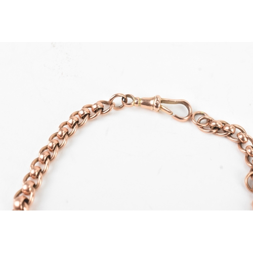 40 - A 9ct rose gold fancy link chain bracelet with graduated links, and a bulldog clasp, stamped 375, 23... 