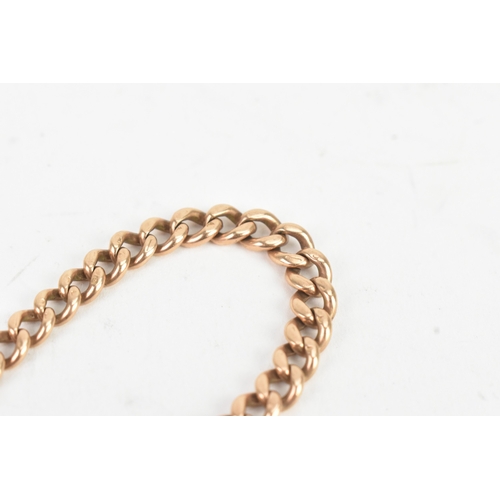 44 - A 9ct rose gold child's curb link bracelet, having a later 9ct yellow gold heart shaped padlock clas... 