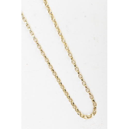53 - A 9ct yellow gold chain link pendant with lobster claw clasp A/F, stamped 375 to end link, 51.5cm lo... 