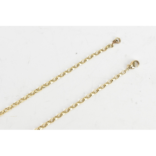 53 - A 9ct yellow gold chain link pendant with lobster claw clasp A/F, stamped 375 to end link, 51.5cm lo... 