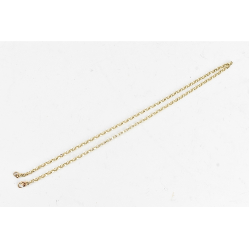 53 - A 9ct yellow gold chain link pendant with lobster claw clasp A/F, stamped 375 to end link, 51.5cm lo... 