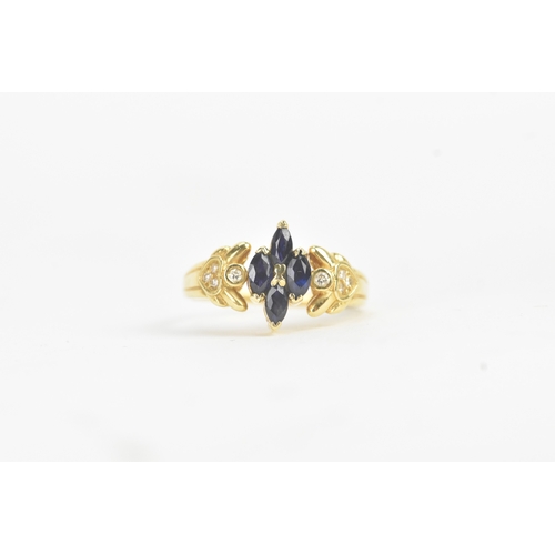 59 - A reversible sapphire, ruby and diamond 18ct gold dress ring, the swivel head alternately set with f... 