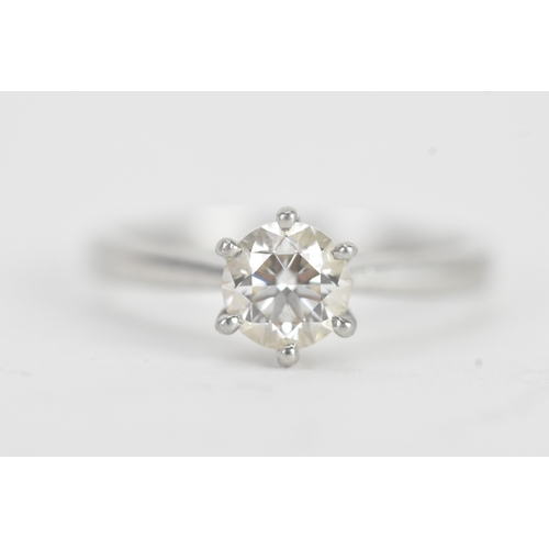 6 - A diamond solitaire platinum engagement ring, with GIA certificate, 0.81ct, round brilliant cut, col... 