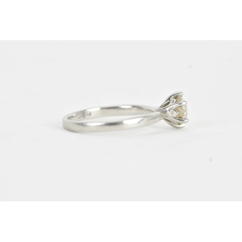 6 - A diamond solitaire platinum engagement ring, with GIA certificate, 0.81ct, round brilliant cut, col... 
