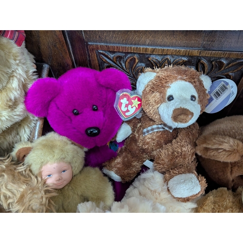 41 - A collection of modern teddy bears to include 2020 Steiff and a Steiff Club example, Ty beanie babie... 