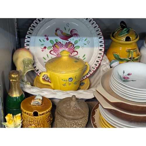 52 - A large mixed group of ceramics to a fine piece tea service, floral butter dish, cups, saucers and o... 