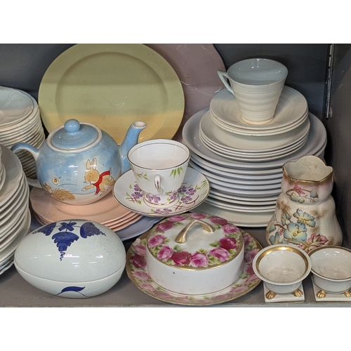 52 - A large mixed group of ceramics to a fine piece tea service, floral butter dish, cups, saucers and o... 