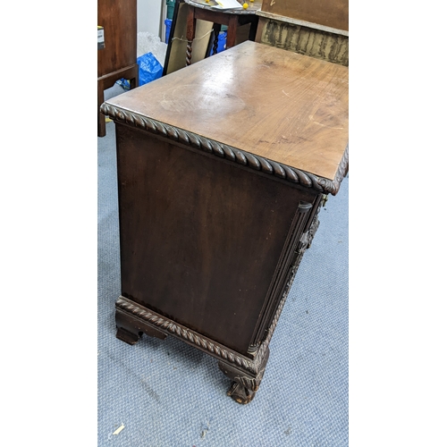 4 - A George V mahogany cabinet having a single drawer above two cupboard doors, 74H x 82W
Location: A4B... 