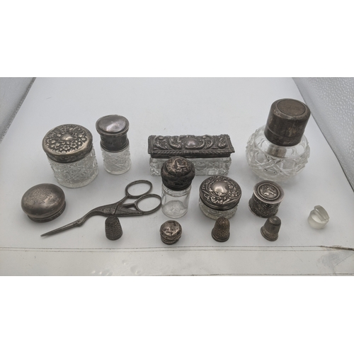 Silver collectables to include silver topped dressing table jars ...