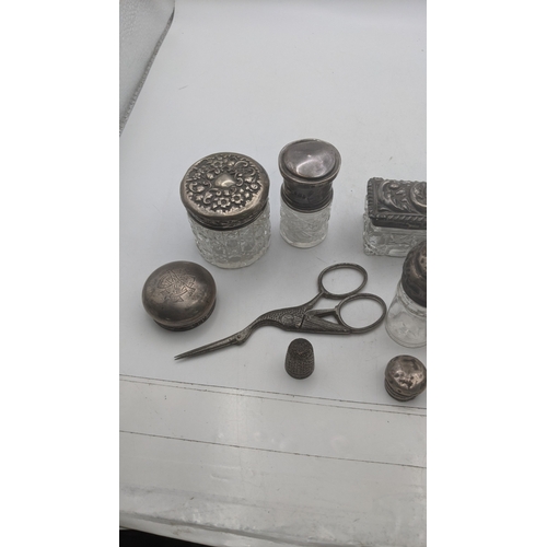 Silver collectables to include silver topped dressing table jars ...