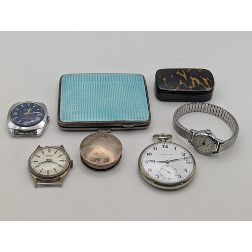 Collectables to include a silver pill box, an enamelled cigarette case ...