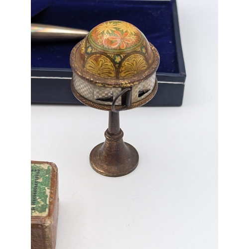 Mixed collectables to include a silver ball point pen, a silver cased ...
