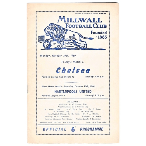 30 - Millwall v Chelsea 1960 October 10th League Cup (Round 1)