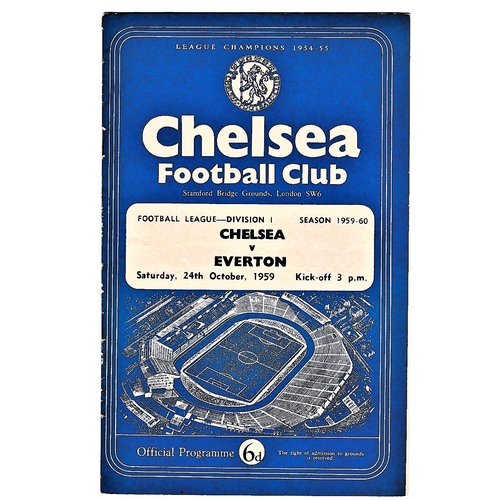 10 - Chelsea v Everton 1959 October 24th League horizontal crease half time scoreboard in pen