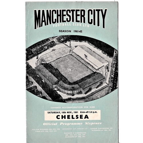 101 - Manchester City v Chelsea 1961 November 18th League horizontal crease team change & score in pen