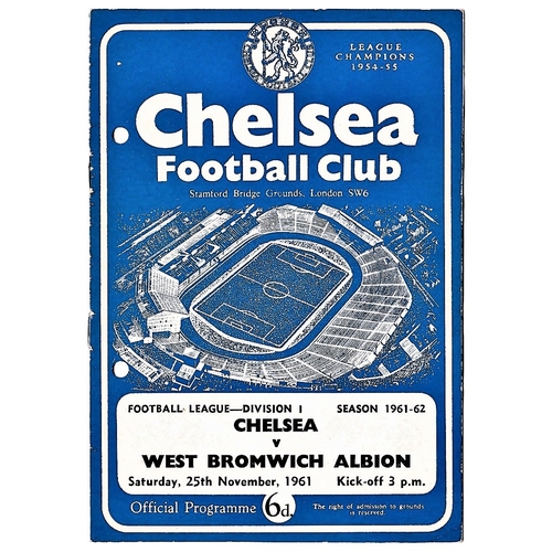 102 - Chelae v West Bromwich Albion 1961 November 25th League half time scoreboard in pen hole punched lef... 