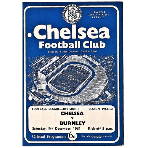 104 - Chelsea v Burnley 1961 December 9th League vertical creases team change in pen hole punched left