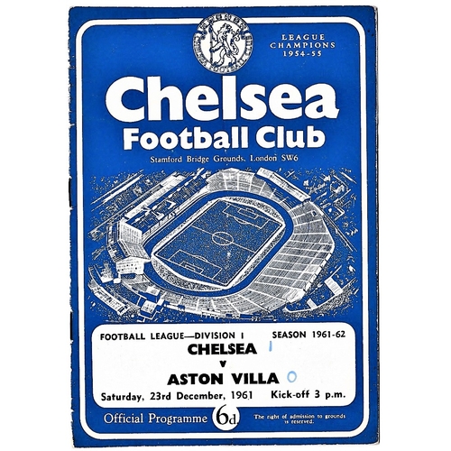 107 - Chelsea v Aston Villa 1961 December 23rd League vertical crease score front cover in pen